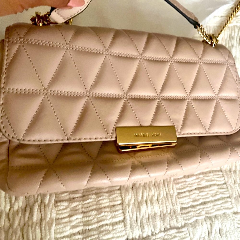 MICHAEL Kors Soft Pink Large Chain Shoulder Bag Leather Crossbody Quilted